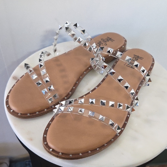 Corkys Shoes - Hey Girl By Corkys Silver Studded Sandals Size 11
